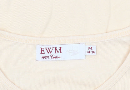 EWM Women's Beige T-Shirt, Size 14, Basic Cotton Top