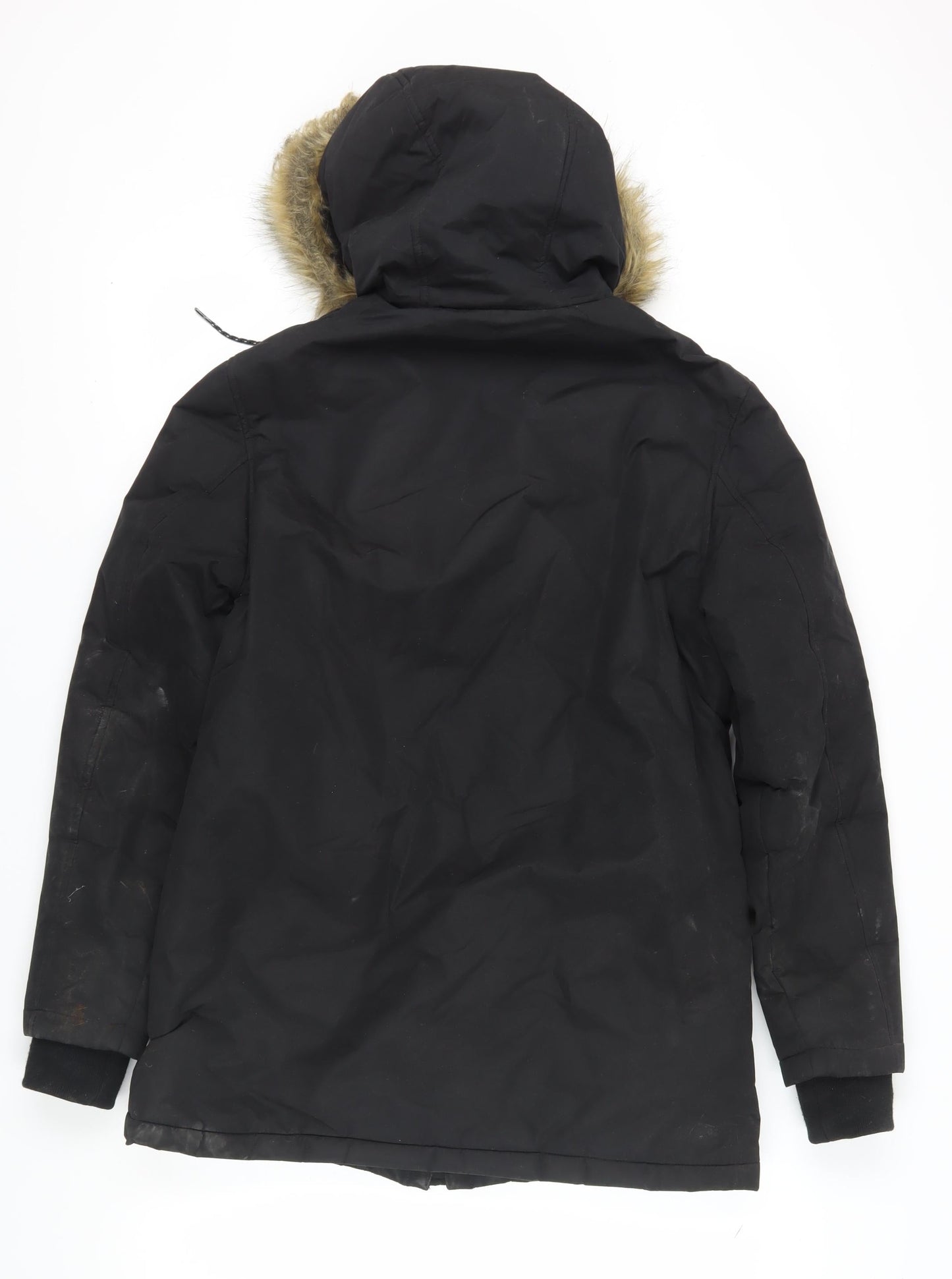Mens UK Size S Shore Leave Black Parka Coat