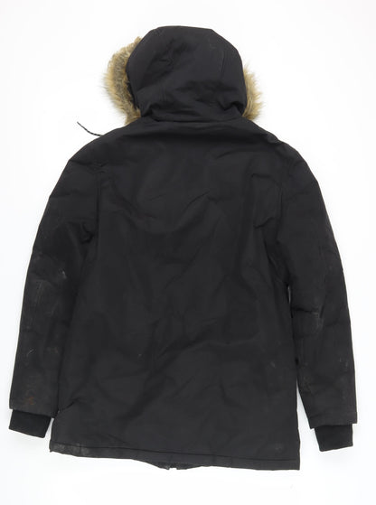 Mens UK Size S Shore Leave Black Parka Coat