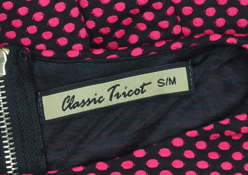 Classic Tricot Women's Pink Fit & Flare Polka Dot Dress S
