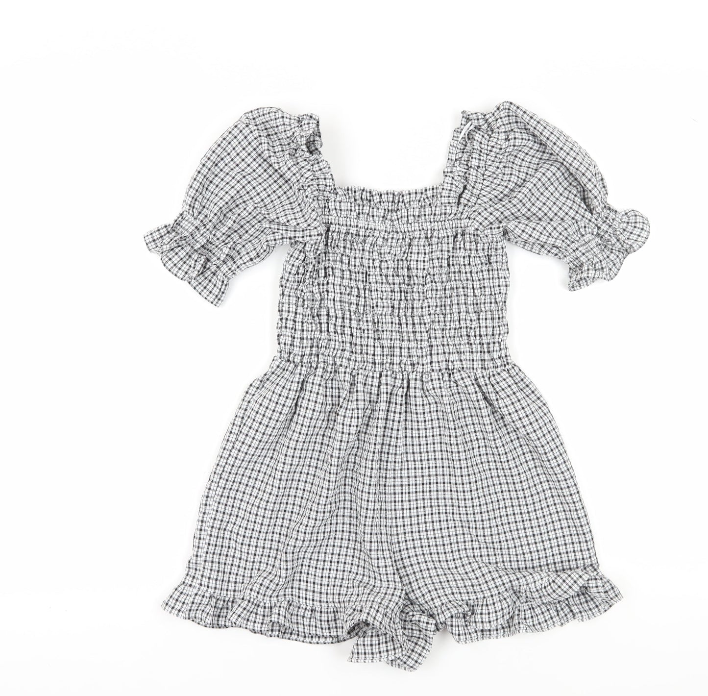 Topshop Women's Black Check Playsuit Size 6