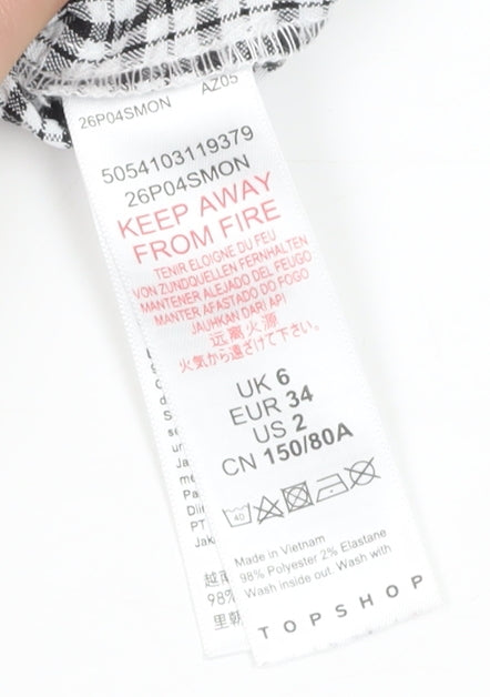 Topshop Women's Black Check Playsuit Size 6