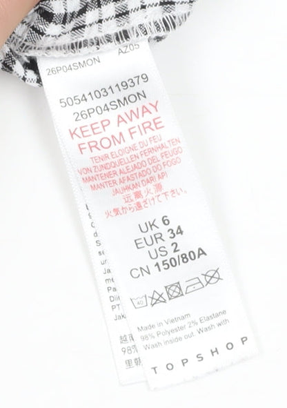 Topshop Women's Black Check Playsuit Size 6