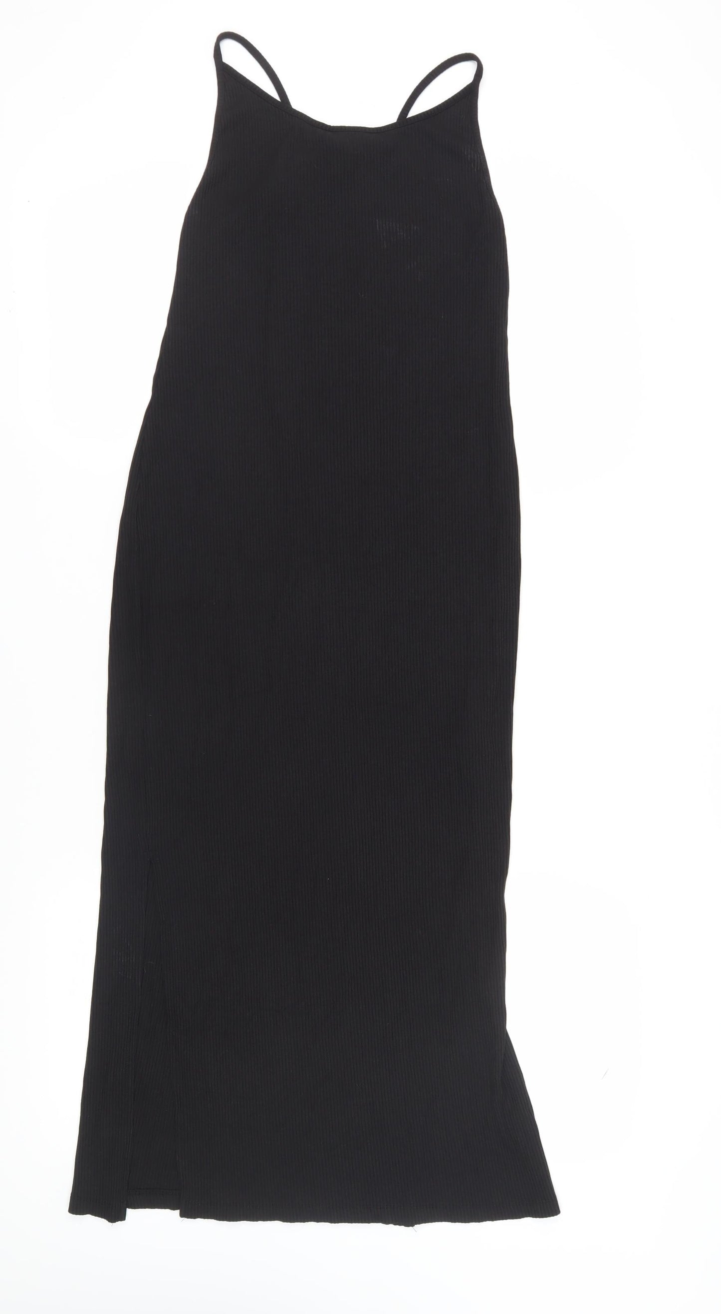 H&M Women's Black Slip Dress M Stretch Knit Casual