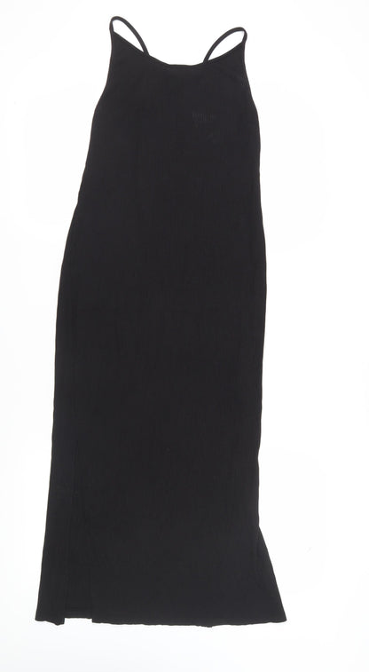 H&M Women's Black Slip Dress M Stretch Knit Casual