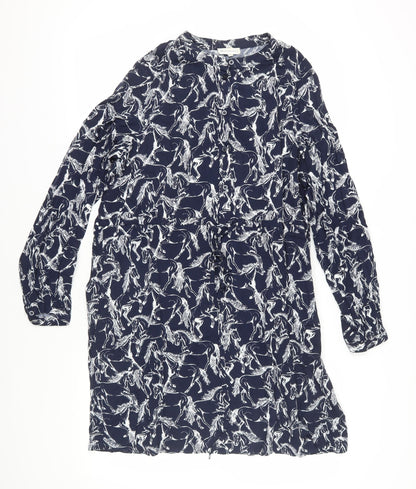 Warehouse Women Blue Animal Print Shirt Dress Size 16
