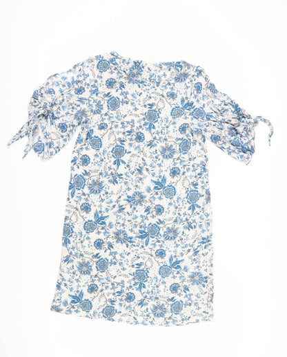 H&M Women's Blue Floral Shift Dress, Size 6