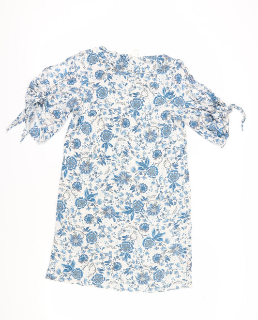 H&M Women's Blue Floral Shift Dress, Size 6