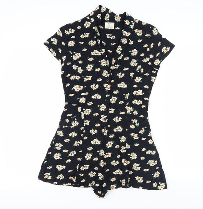 Pins and Needles Black Floral Playsuit S Women