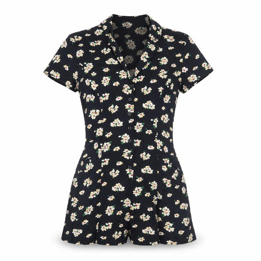 Pins and Needles Black Floral Playsuit S Women