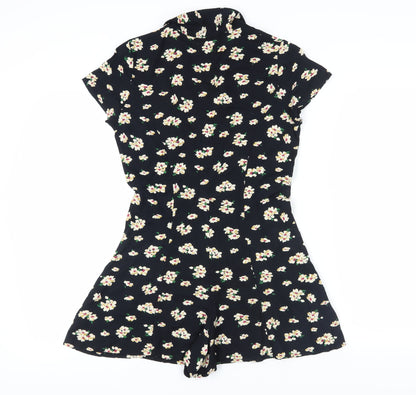 Pins and Needles Black Floral Playsuit S Women