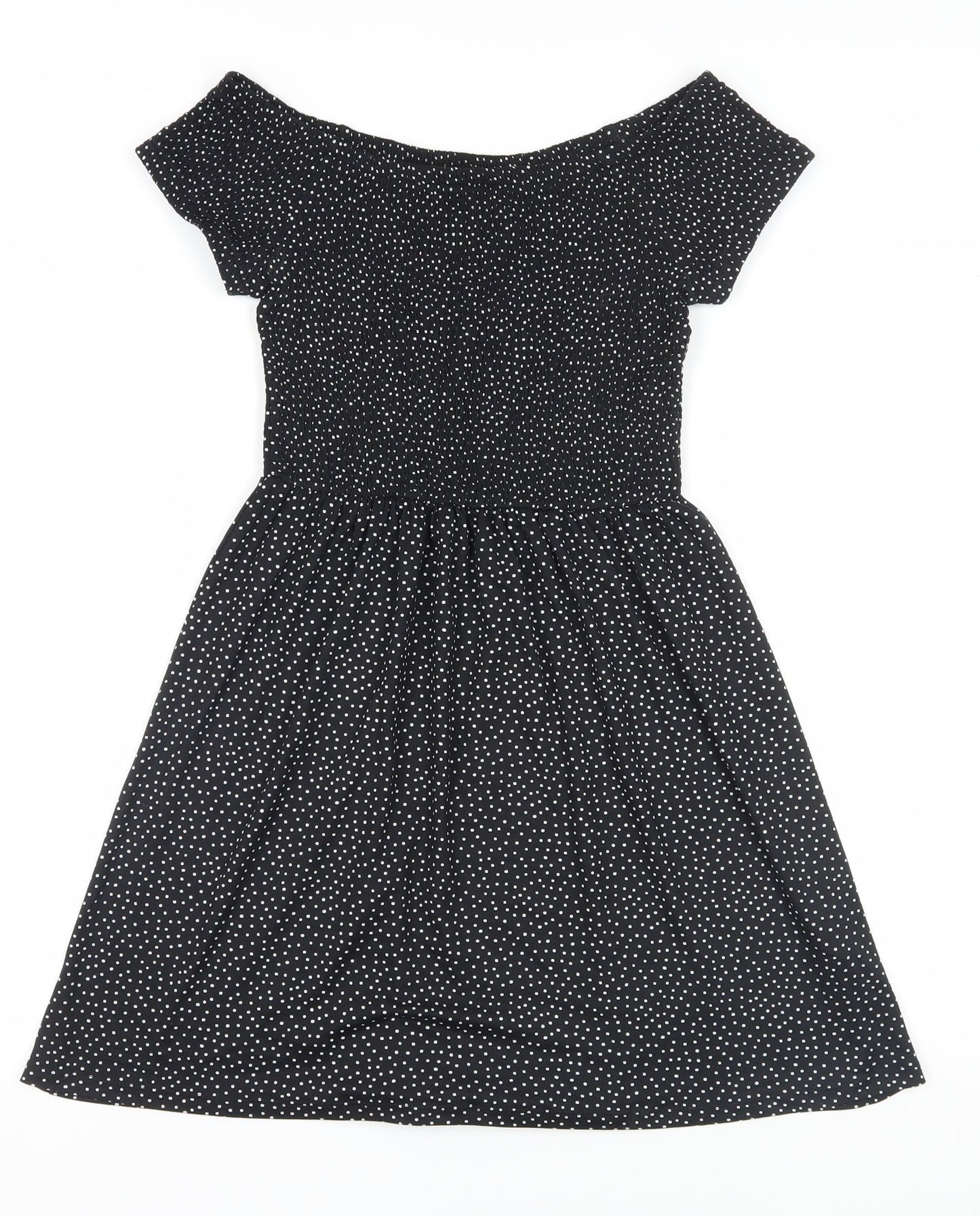 Brave Soul Women's Black XS Off-shoulder Polka Dot Dress