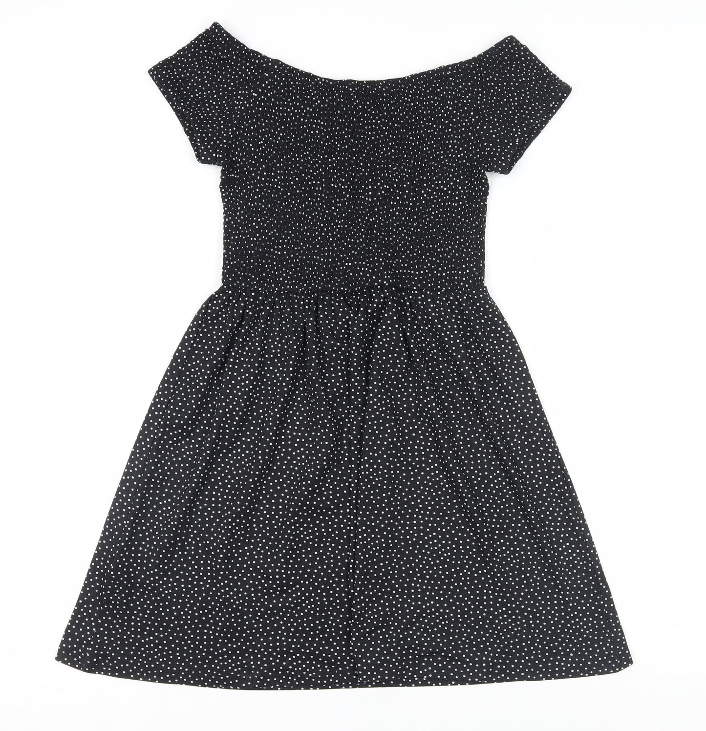 Brave Soul Women's Black XS Off-shoulder Polka Dot Dress