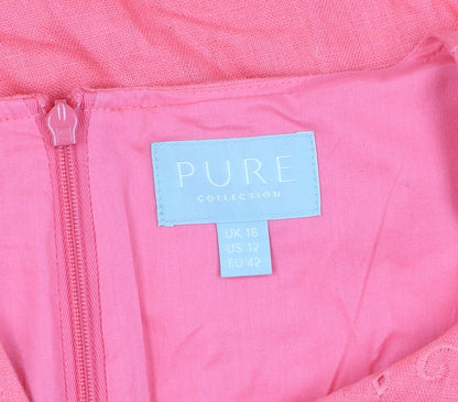 Pure Collection Women's Pink Shift Dress Size 16