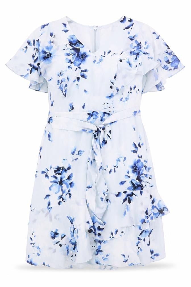 Studio 8 Women's Blue Floral Wrap Dress Size 18