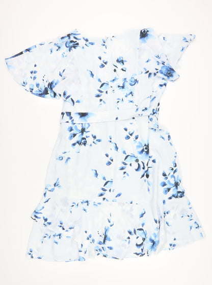 Studio 8 Women's Blue Floral Wrap Dress Size 18