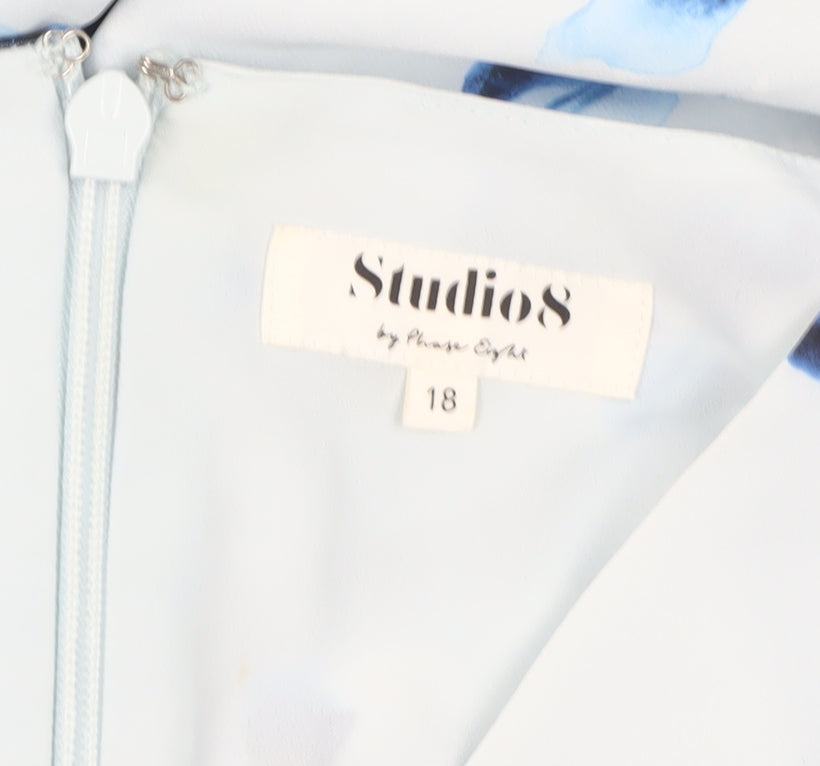 Studio 8 Women's Blue Floral Wrap Dress Size 18