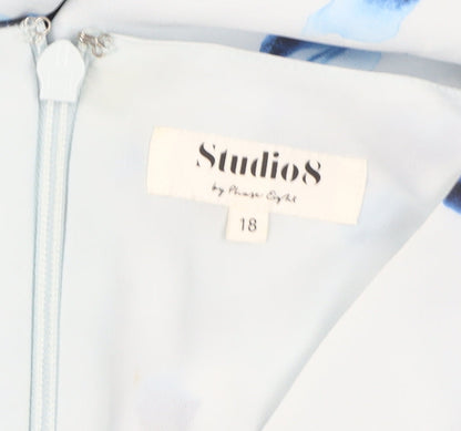 Studio 8 Women's Blue Floral Wrap Dress Size 18