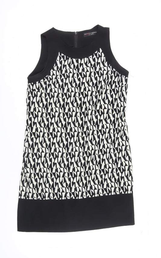 Dorothy Perkins Women Black Geometric Sheath Dress Size 12