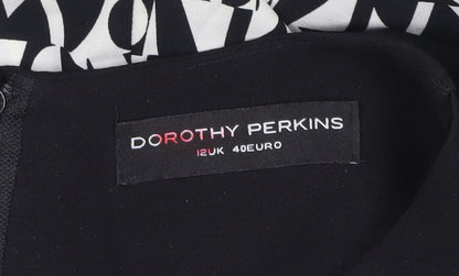 Dorothy Perkins Women Black Geometric Sheath Dress Size 12