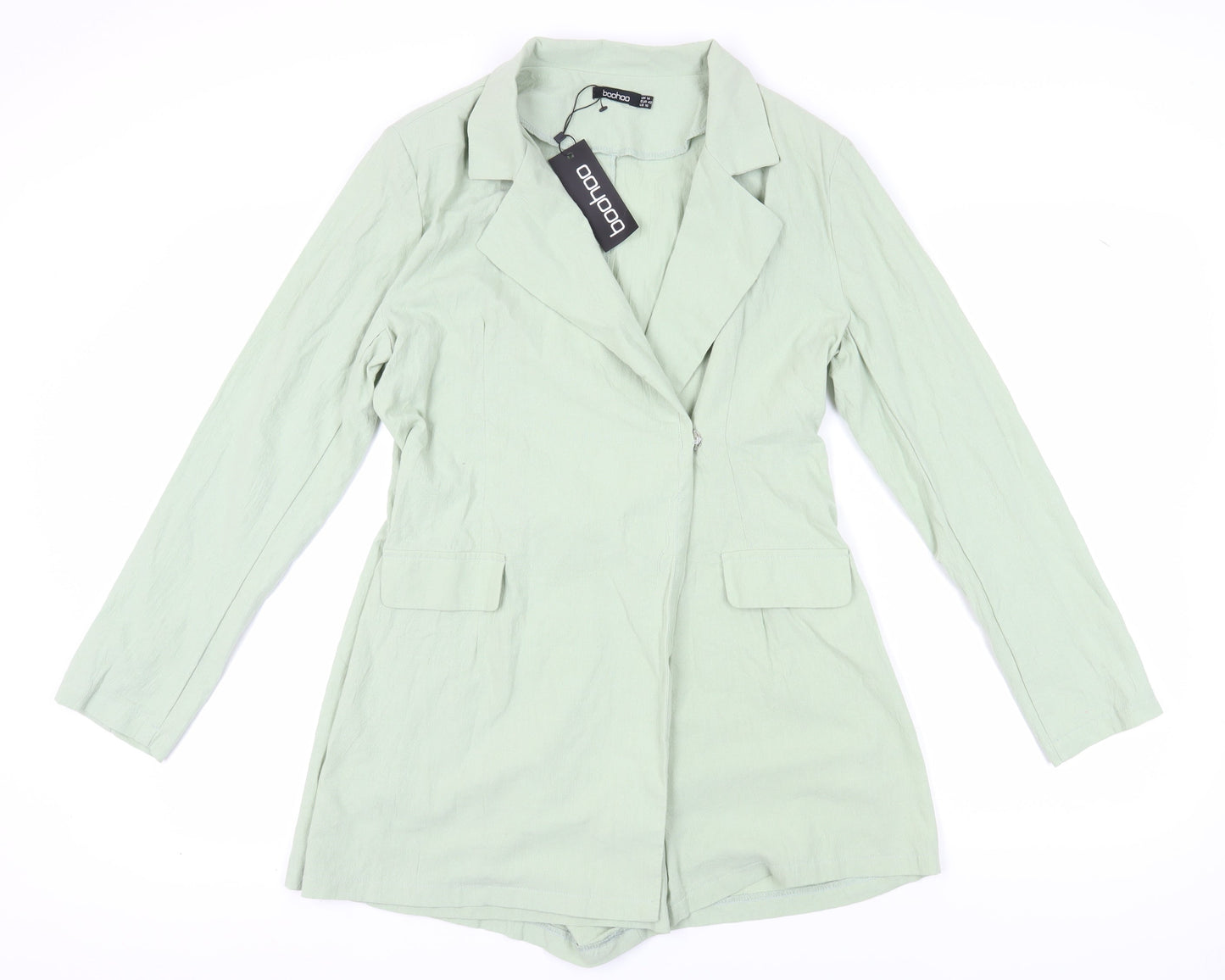 Boohoo Women's Green Cotton Jumpsuit, Size 14