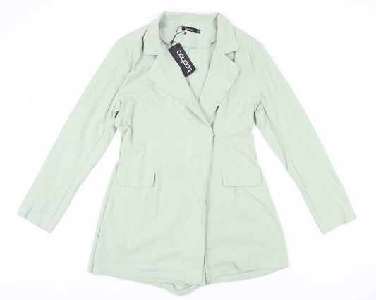 Boohoo Women's Green Cotton Jumpsuit, Size 14