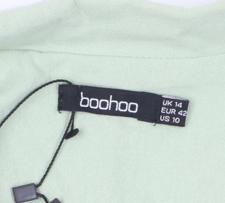 Boohoo Women's Green Cotton Jumpsuit, Size 14