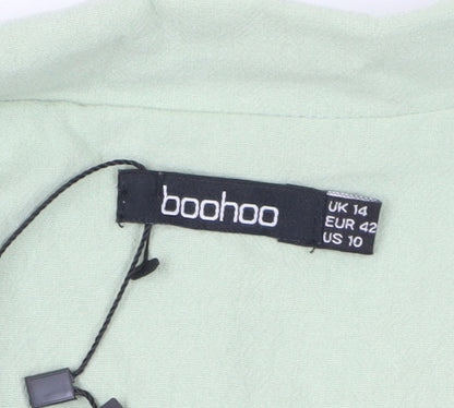 Boohoo Women's Green Cotton Jumpsuit, Size 14