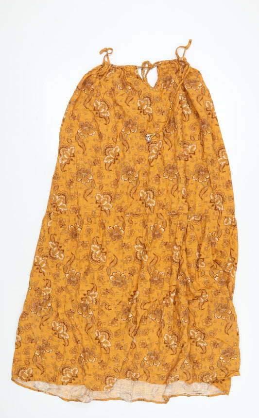 Zara Women's Brown Floral Midi Slip Dress S