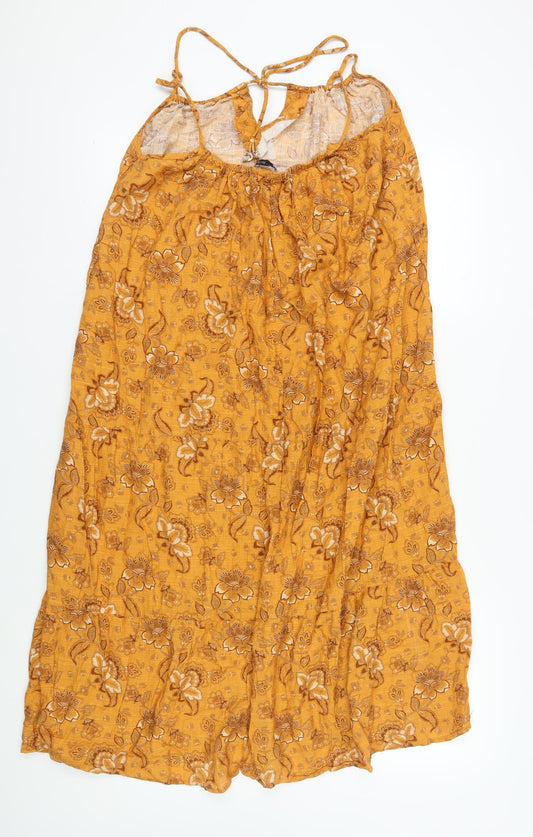 Zara Women's Brown Floral Midi Slip Dress S