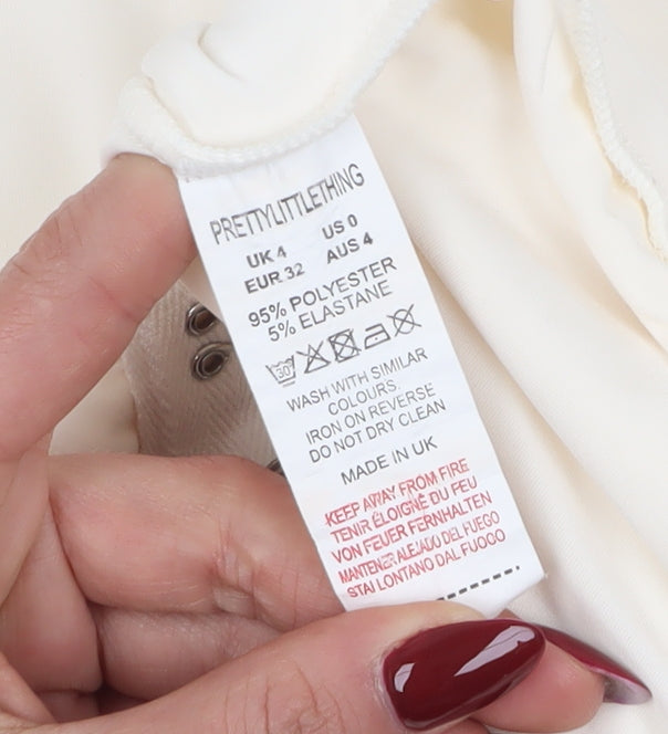 PrettyLittleThing Womens Ivory Bodycon Dress Size 4