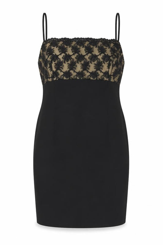 Day Meets Night Women's Black Lace Slip Dress, Size 14