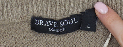 Womens UK Size L Brave Soul Beige Pullover Jumper