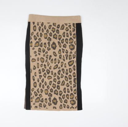 Marks and Spencer Women's Beige Animal Print Pencil Skirt, M