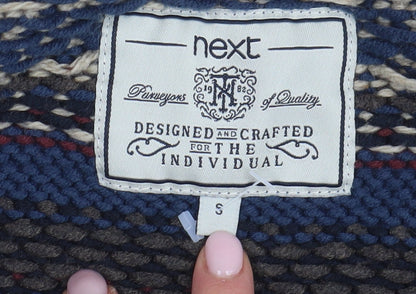 Next Men's Beige Cardigan, S, Cable-Knit Fair Isle