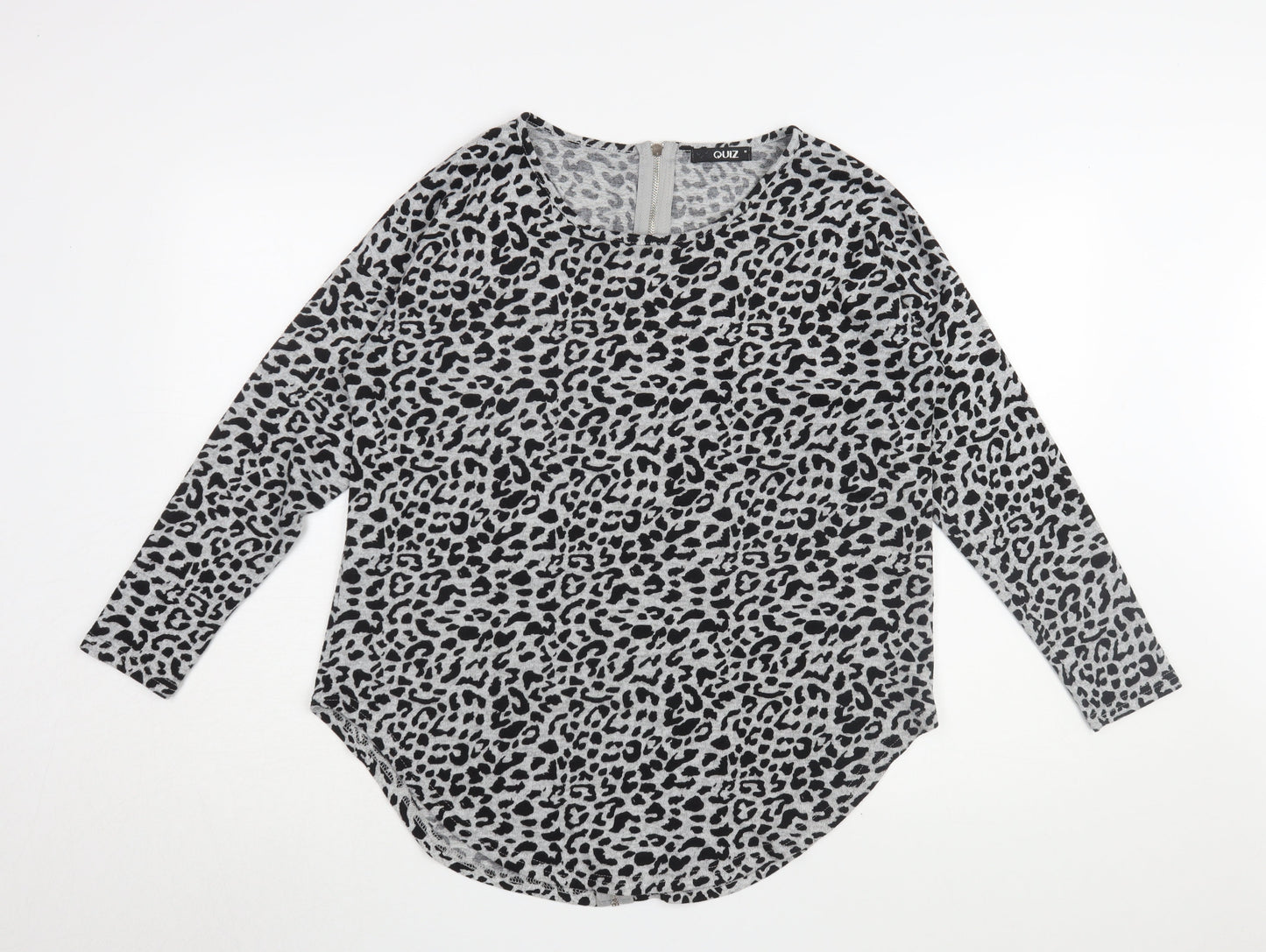 Quiz Women's Grey Animal Print Long Sleeve Top M