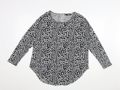 Quiz Women's Grey Animal Print Long Sleeve Top M