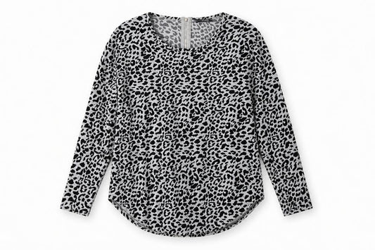 Quiz Women's Grey Animal Print Long Sleeve Top M