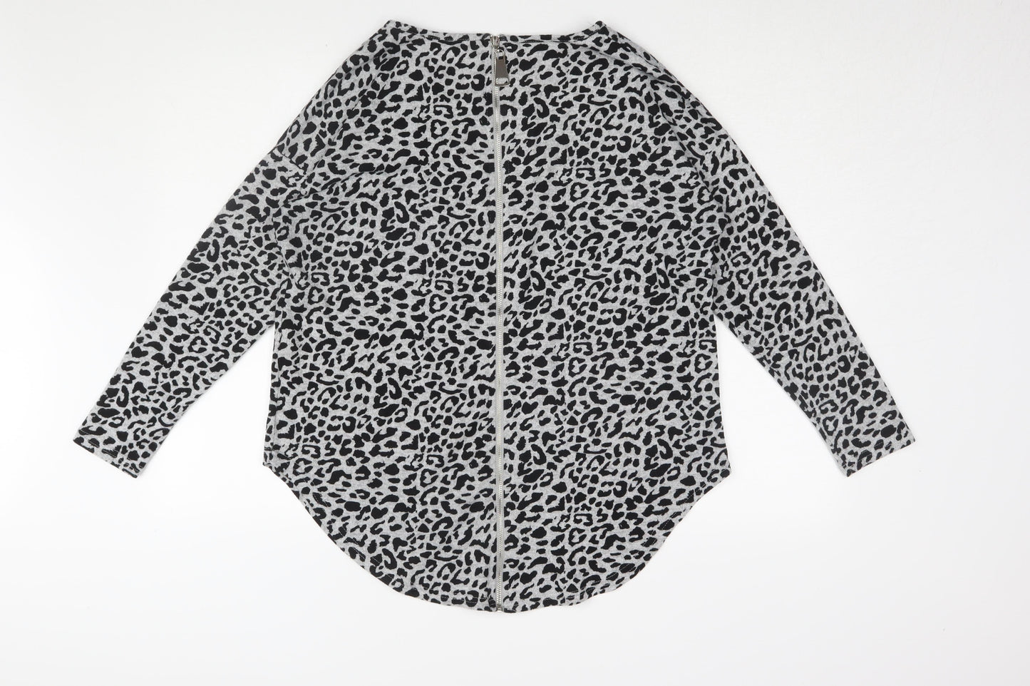 Quiz Women's Grey Animal Print Long Sleeve Top M