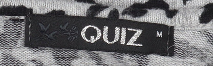 Quiz Women's Grey Animal Print Long Sleeve Top M