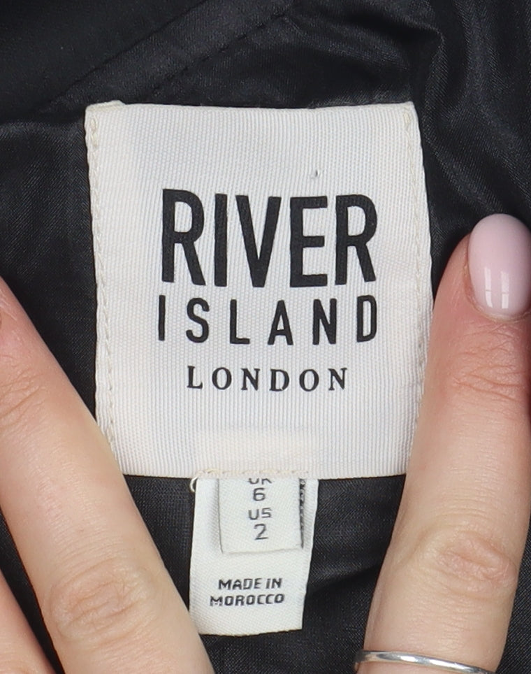 Womens UK Size 6 River Island Black Bomber Jacket