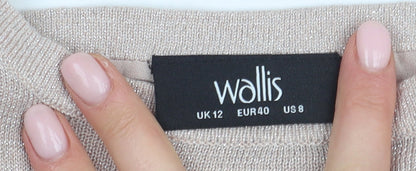 Wallis Women's Beige Long Sleeve Woven Top Size 12