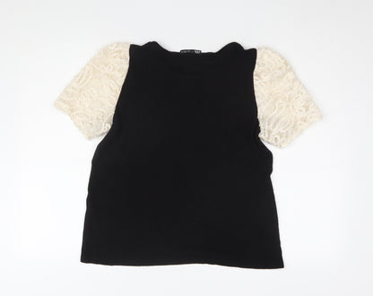 Womens UK Size L Zara Black Basic T-Shirt