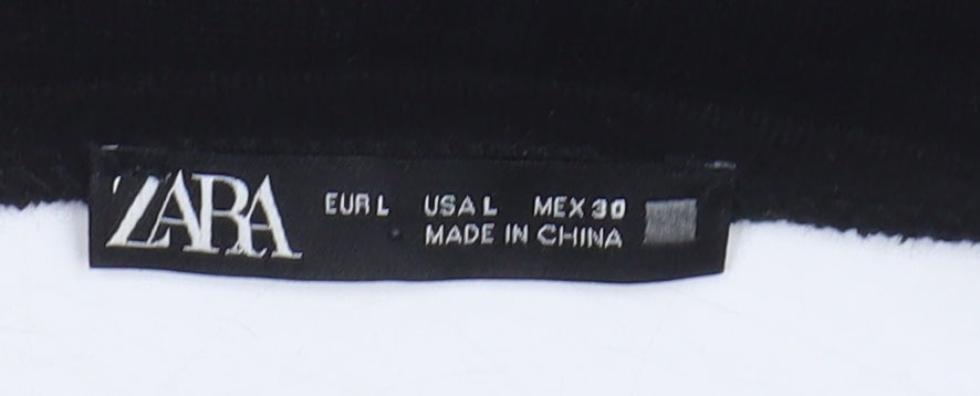 Womens UK Size L Zara Black Basic T-Shirt