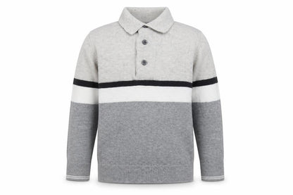 Next Boys' Grey Colourblock Polo Long Sleeve 3-4 Years