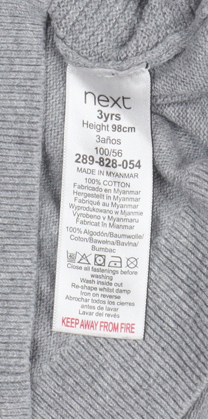 Next Boys' Grey Colourblock Polo Long Sleeve 3-4 Years