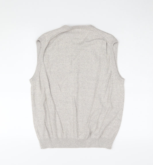 Marks and Spencer Men's Beige Cotton V-Neck Vest M