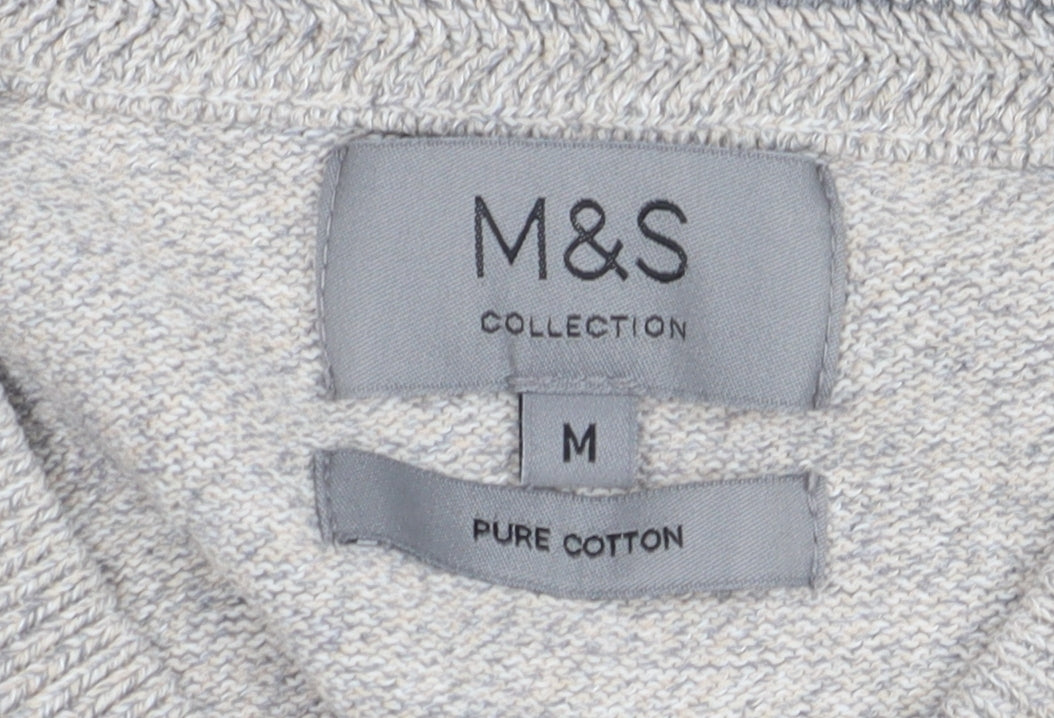 Marks and Spencer Men's Beige Cotton V-Neck Vest M