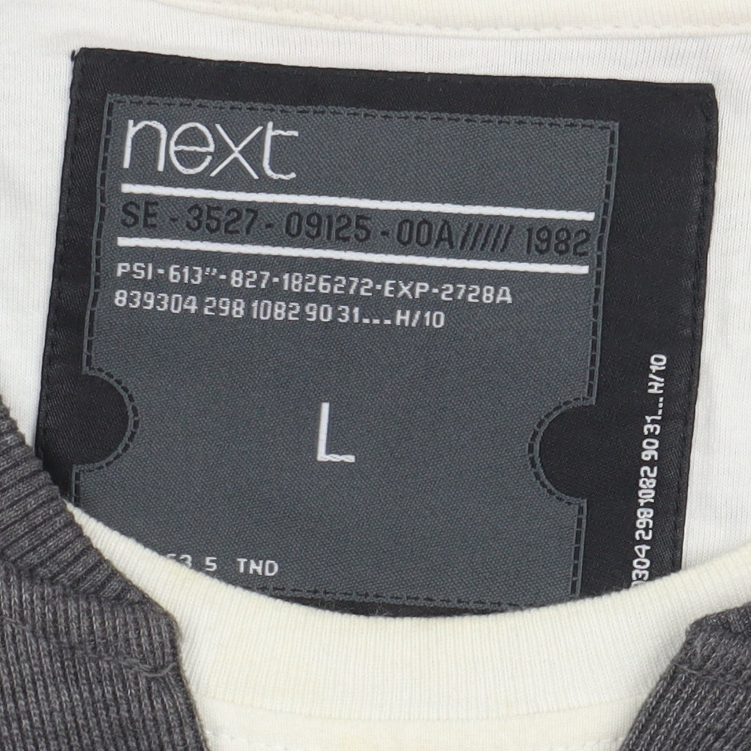 Next Men's Grey Long Sleeve V-Neck T-Shirt, Size L