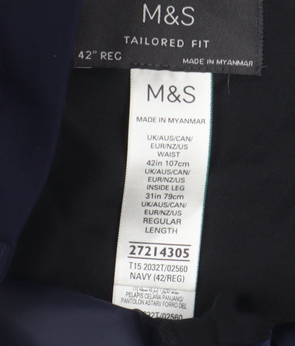 Marks and Spencer Men's Blue Dress Pants, Size XL